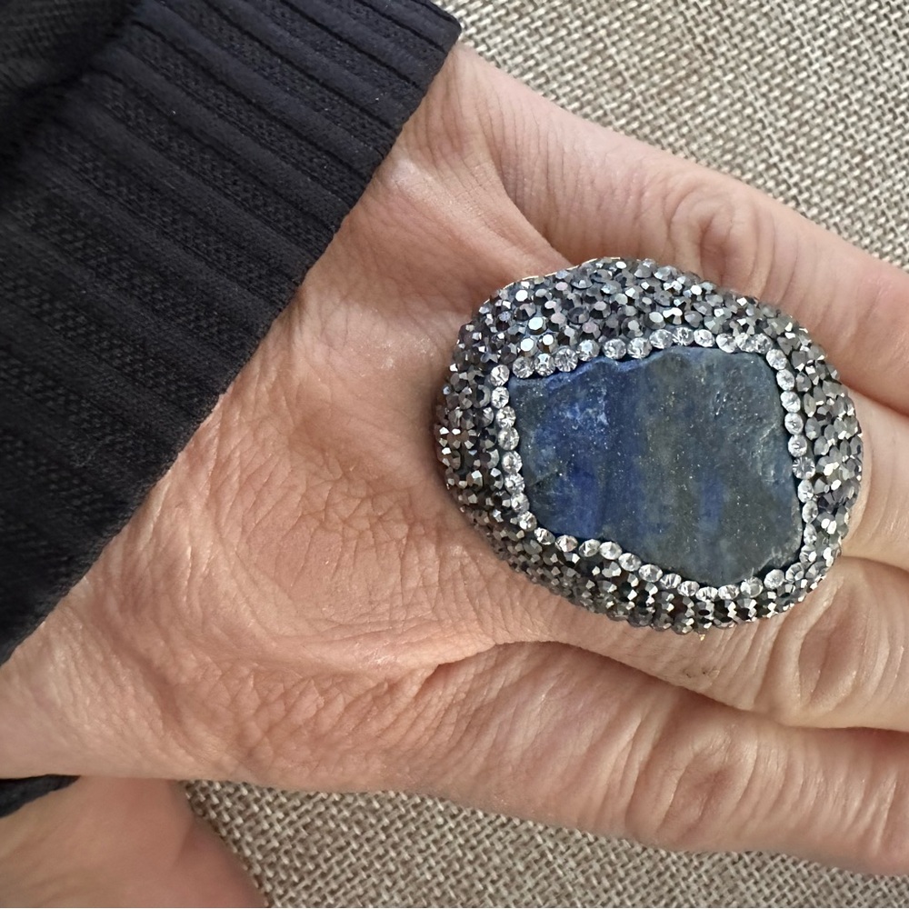 Blue stone druzy  Statement Ring